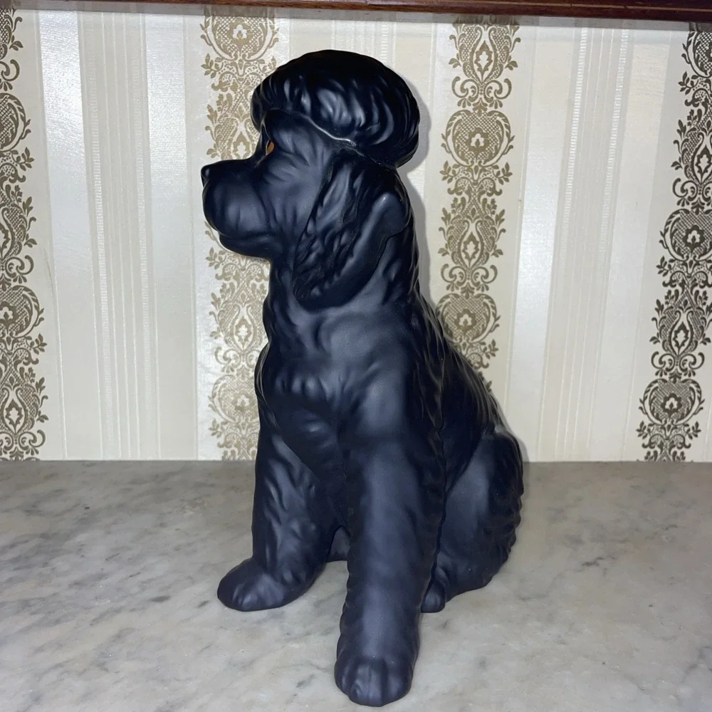Vintage Matte Black‎ Poodle Dog Statue 10.5 in Japan, High Gloss Eyes